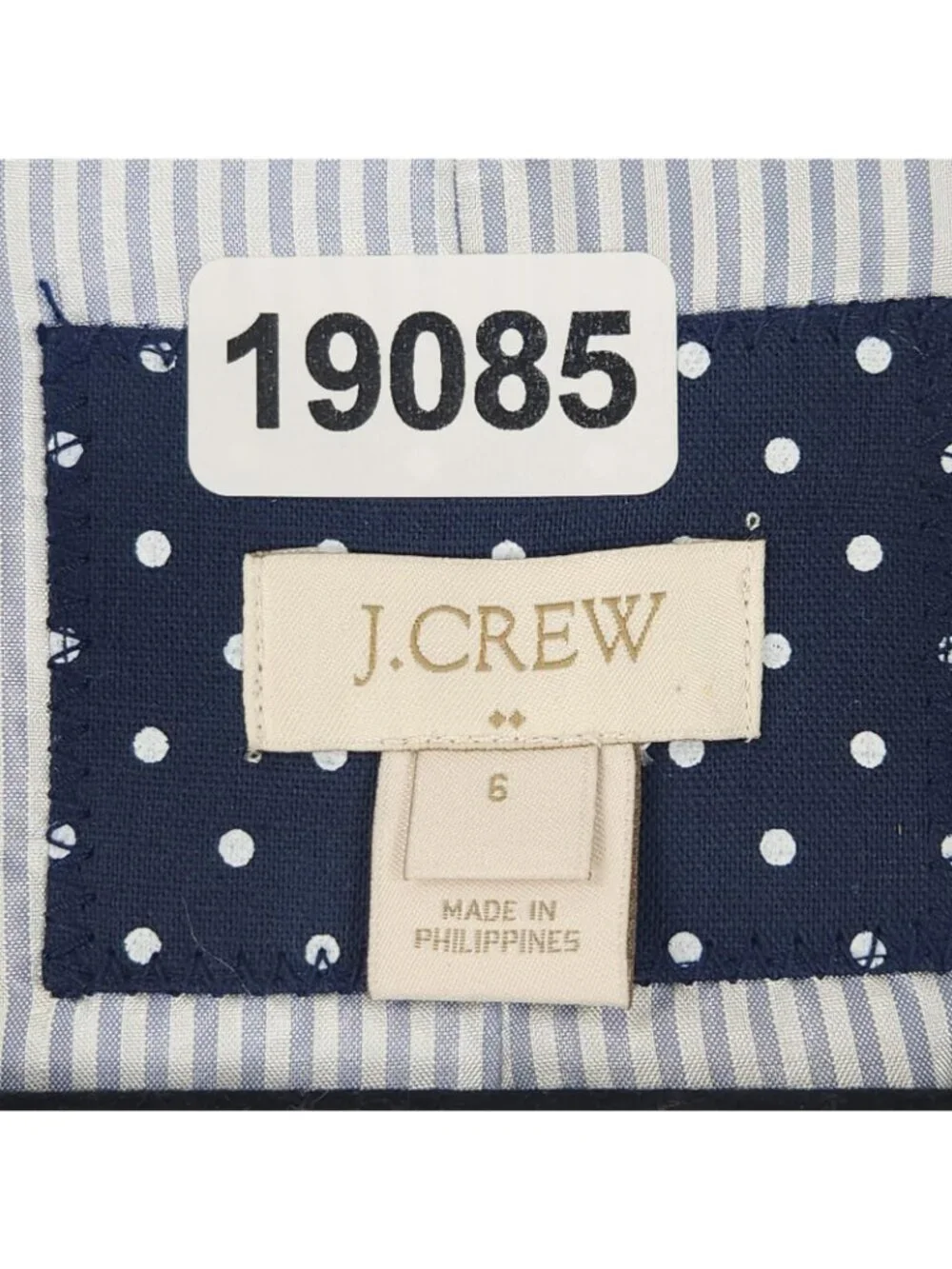 J Crew Jacket Womens 6 Blue Polka Dot Linen Blend Two Button Blazer Career